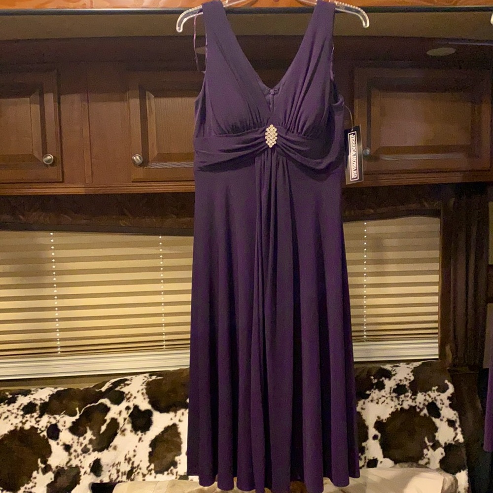 New with tags Egg Plant v neck evening dress.